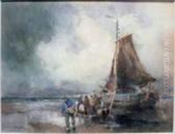 Sea Scene In Holland Oil Painting by William St. Thomas Smith