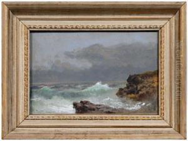 Rocky Coastal Scene Oil Painting by Xanthus Russell Smith