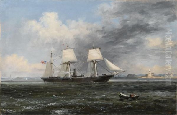 United States Steamer Kearsage Leaving Boston Harbor Oil Painting by Xanthus Russell Smith