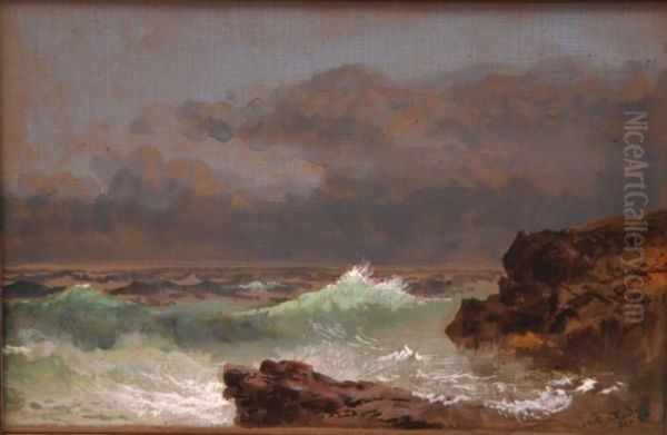 Crashing Waves Oil Painting by Xanthus Russell Smith