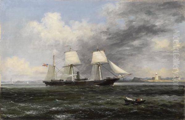 United States Steamer Kearsage Leaving Boston Harbor Oil Painting by Xanthus Russell Smith