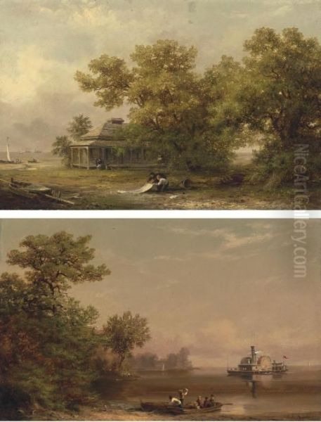 A South Carolina Coastal Scene And Hilton Head Port Royal, South Carolina: Two Works Oil Painting by Xanthus Russell Smith