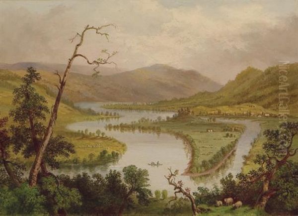 ''view On The Susquehanna Above Oswego'' Oil Painting by Xanthus Russell Smith