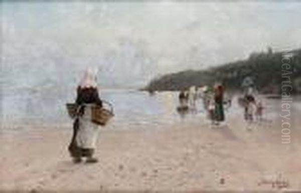 Pa Stranden Oil Painting by Frithjof Smith-Hald