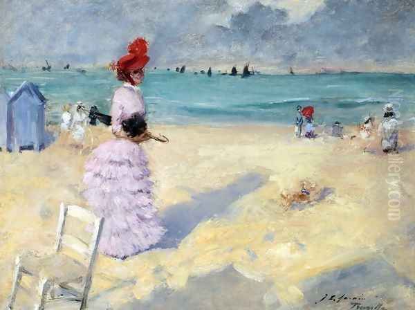 The Beach at Trouville Oil Painting by Jean-Louis Forain