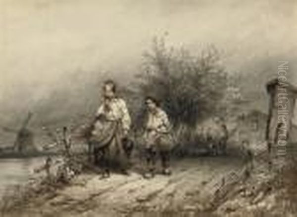 Going Home Oil Painting by Johan Gerard Smits