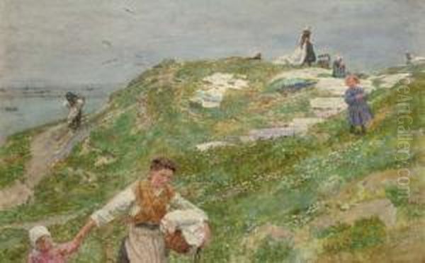 Bleaching Linen - Le Portel, Pas De Calais, France Oil Painting by Lionel Percy Smyth