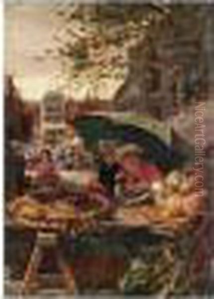 The Cherry Stall At A French Market Oil Painting by Lionel Percy Smyth