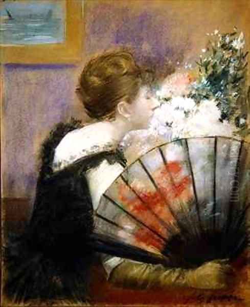 Woman with a fan Oil Painting by Jean-Louis Forain