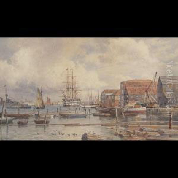 At The Quayside (portsmouth Harbour?) Oil Painting by Martin Snape