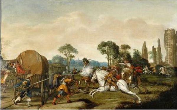 Attaque De Brigands Oil Painting by Pieter Snayers