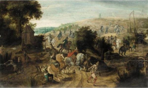 Battle Scene With Cavalry Routing An Army Oil Painting by Pieter Snayers