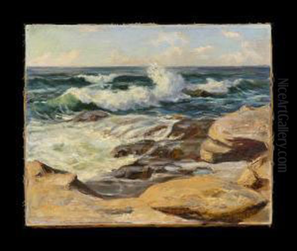 Crashing Waves Oil Painting by Henry Bayley Snell