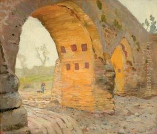 Under The Bridge Oil Painting by Henry Bayley Snell