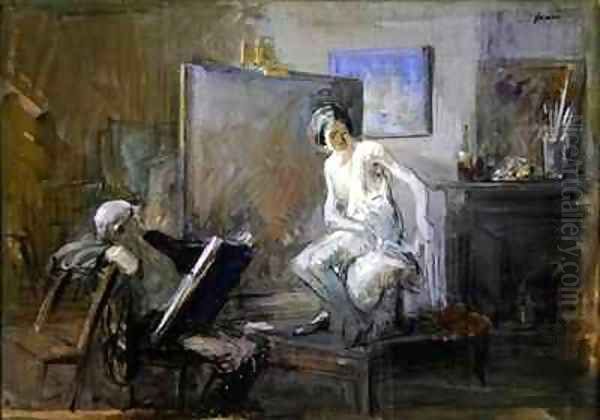 The painter with his model Oil Painting by Jean-Louis Forain