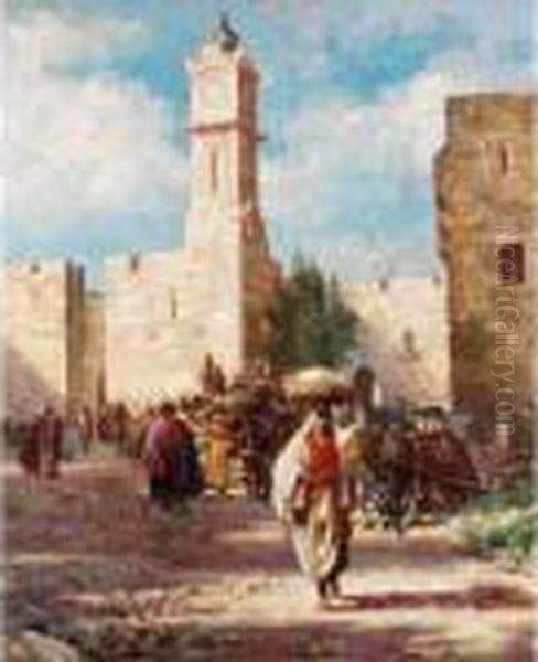 Jaffa Gate, Jerusalem Oil Painting by Isaac Snowman