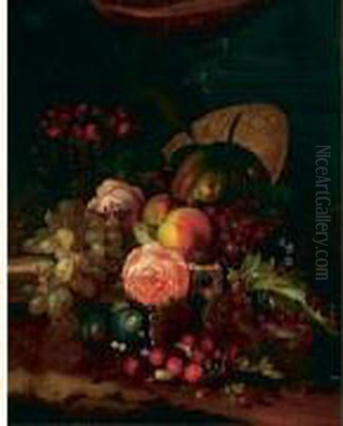 Attribue A Nature Morte Aux Fruits Et Fleurs Oil Painting by Pieter Snyers