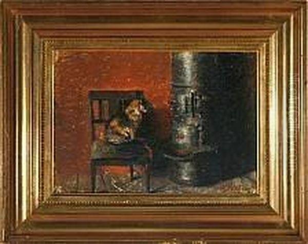 A Cat By A Stove Oil Painting by Axel Soeborg