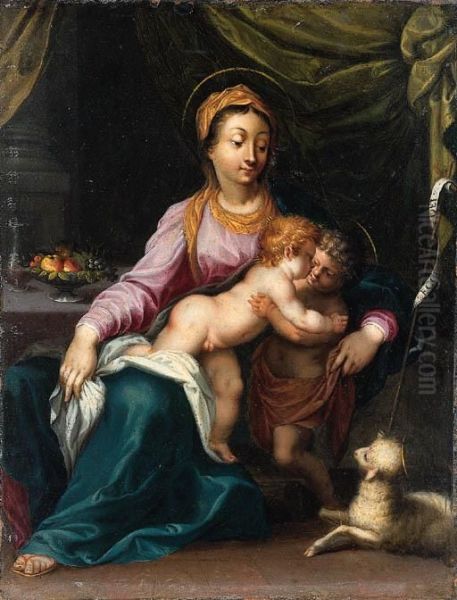 Madonna Con Bambino E San Giovannino Oil Painting by Jan Soens