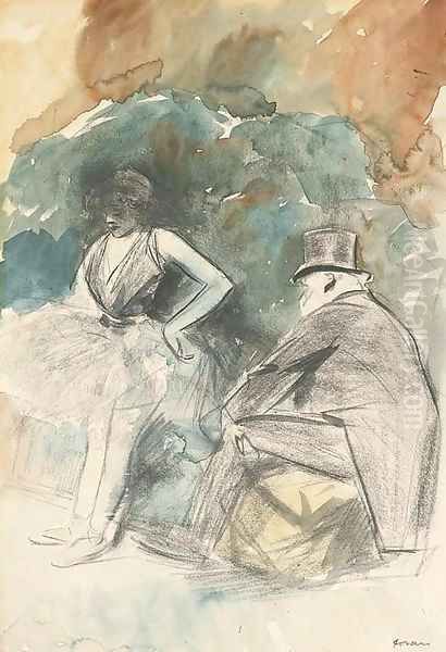 Danseuse et son admirateur Oil Painting by Jean-Louis Forain