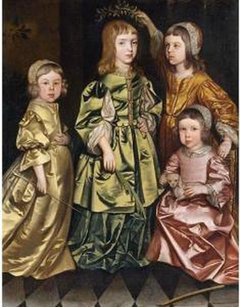 Portrait Of Four Children Oil Painting by Gerard Soest