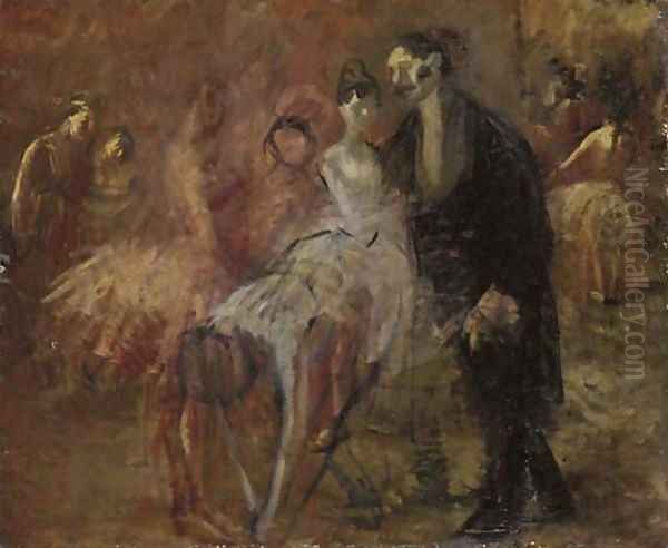 Derriere la coulisse Oil Painting by Jean-Louis Forain