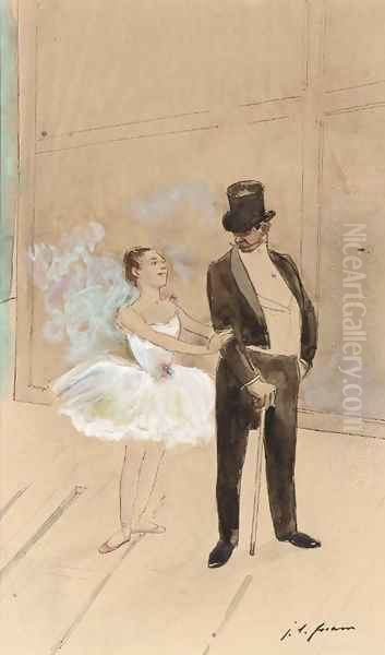 Un coin des coulisses de l'opera Oil Painting by Jean-Louis Forain