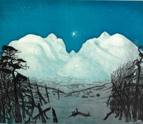 Vinternatt I Rondane 1917 Oil Painting by Harald Sohlberg