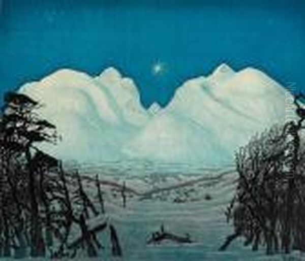 Vinternatt I Rondane 1917 Oil Painting by Harald Sohlberg