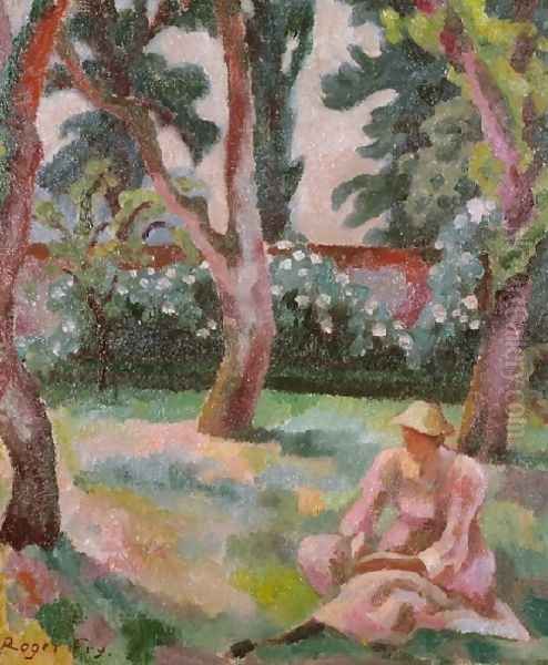 Orchard Woman Seated In A Garden Oil Painting by Roger Fry