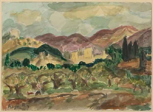 Italian Landscape Oil Painting by Roger Fry