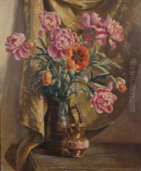 Peonies And Poppies Oil Painting by Roger Fry