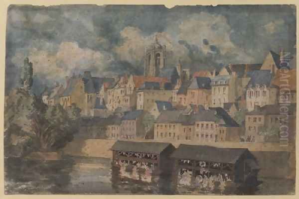 River Town In Northern France Oil Painting by Roger Fry