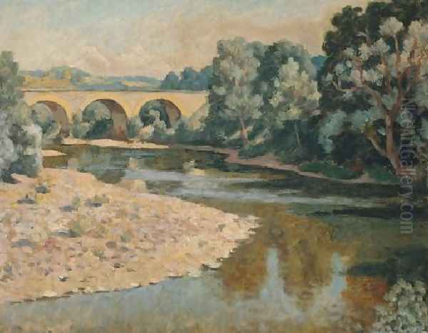 Bridge Over The Allier Oil Painting by Roger Fry