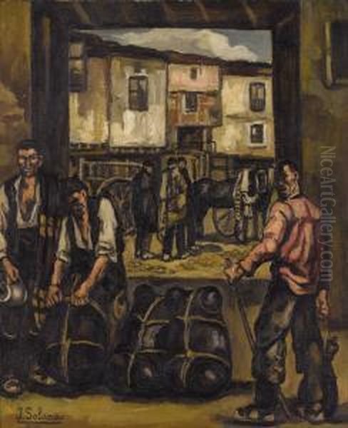 Los Trabajadores Oil Painting by Jose Gutierrez Solana