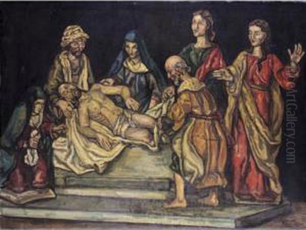 Tallas De La Piedad (figures Of The Pieta) Oil Painting by Jose Gutierrez Solana