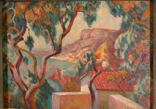 View On The Cote DAzur Menton Oil Painting by Roger Fry