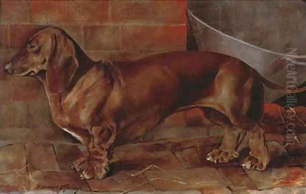 'Janita' K.C.S.B. 36511, a dachshund Oil Painting by Roger Fry