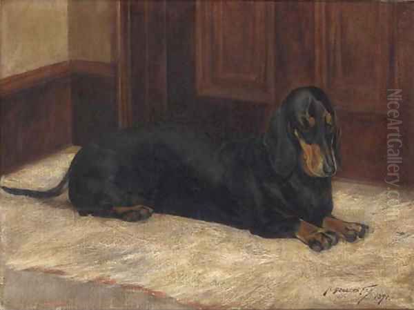 A dachshund in an interior Oil Painting by Roger Fry