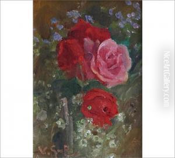 Roses Oil Painting by Venny Soldan-Brofelt