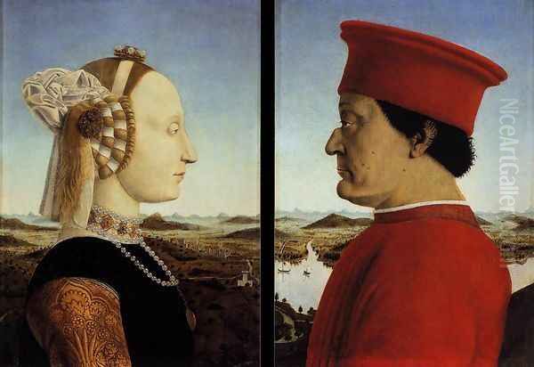 Portraits of Federico da Montefeltro and His Wife Battista Sforza 1465-66 Oil Painting by Piero della Francesca