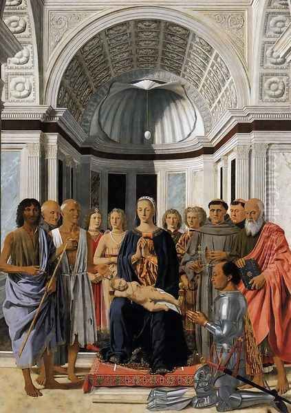 Madonna and Child with Saints (Montefeltro Altarpiece) 1472-74 Oil Painting by Piero della Francesca