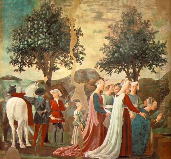 Adoration of the Holy Wood (left view) c. 1452 Oil Painting by Piero della Francesca