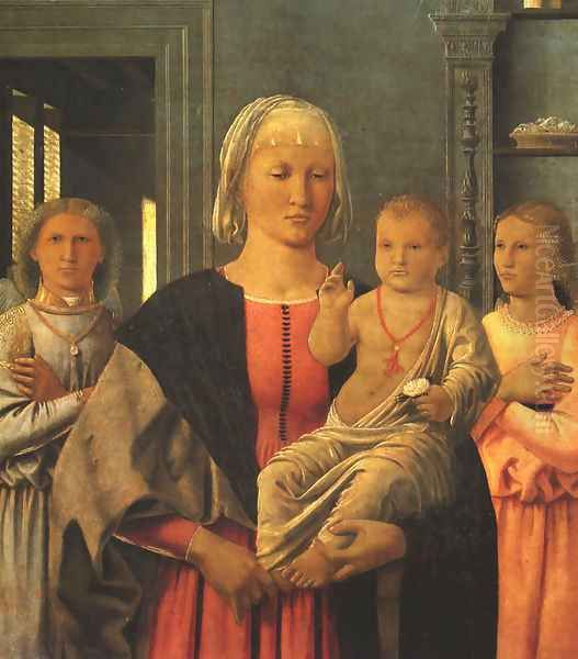 Virgin with Child Giving His Blessing and Two Angels (The Senigallia Madonna) (Madonna col Bambino benedicente e due angeli - Madonna di Senigallia) Oil Painting by Piero della Francesca