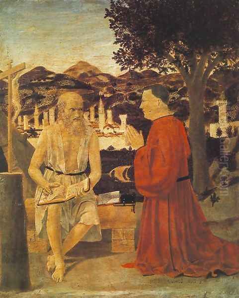 St Jerome and a Donor 1451 Oil Painting by Piero della Francesca