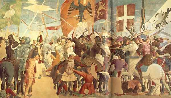 Battle between Heraclius and Chosroes (left view) c. 1460 Oil Painting by Piero della Francesca