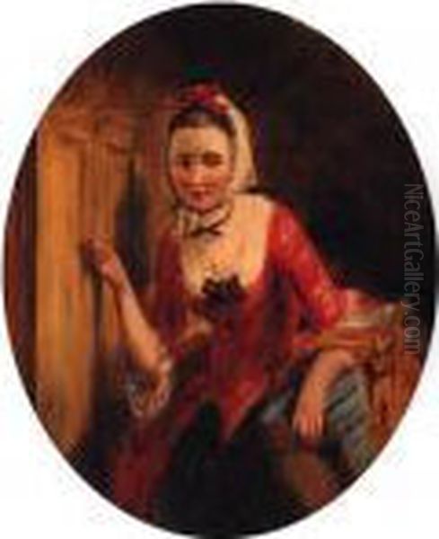 A Knock At The Door Oil Painting by Abraham Solomon