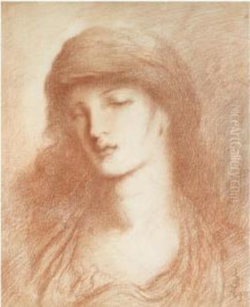 Head Of A Woman Oil Painting by Simeon Solomon