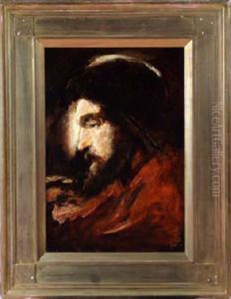 Head Of A Man Oil Painting by Simeon Solomon