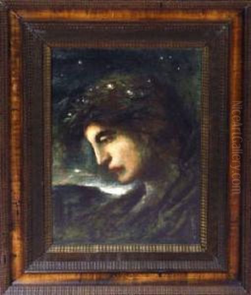 Head Wreathed With Stars Oil Painting by Simeon Solomon